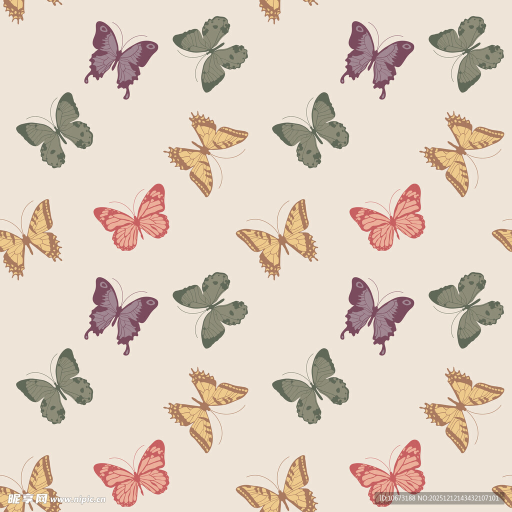 多彩蝴蝶图案背景