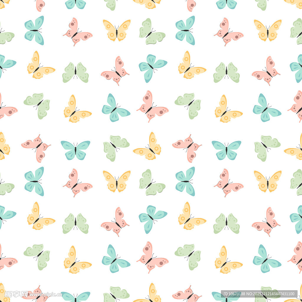 多彩蝴蝶无缝图案背景
