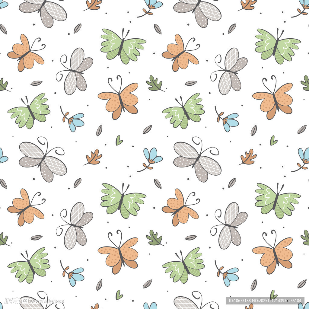 多彩蝴蝶无缝图案背景