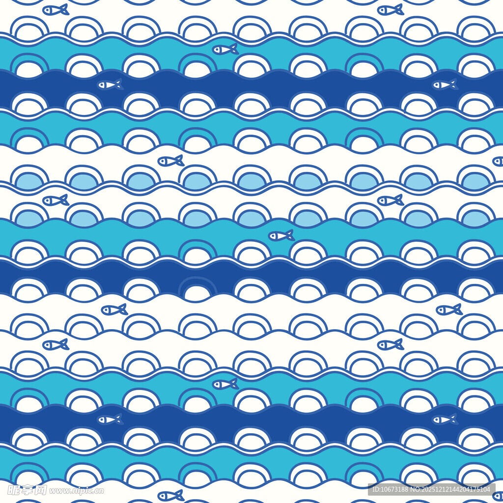 蓝白海浪云朵图案背景