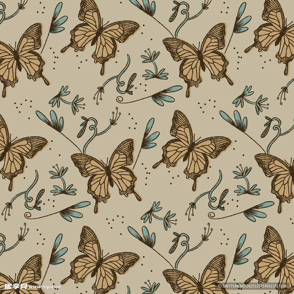 蝴蝶花卉图案背景纹理