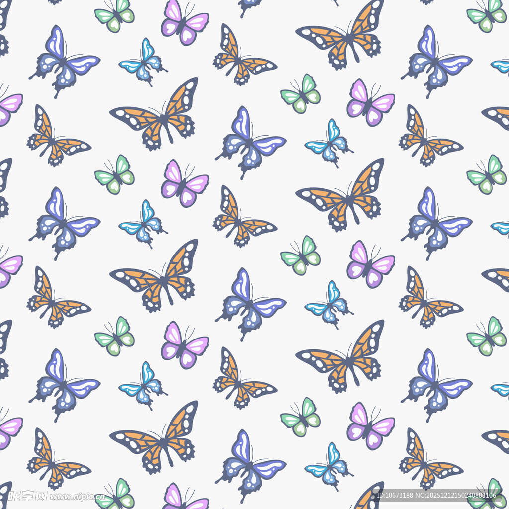 多彩蝴蝶无缝图案背景