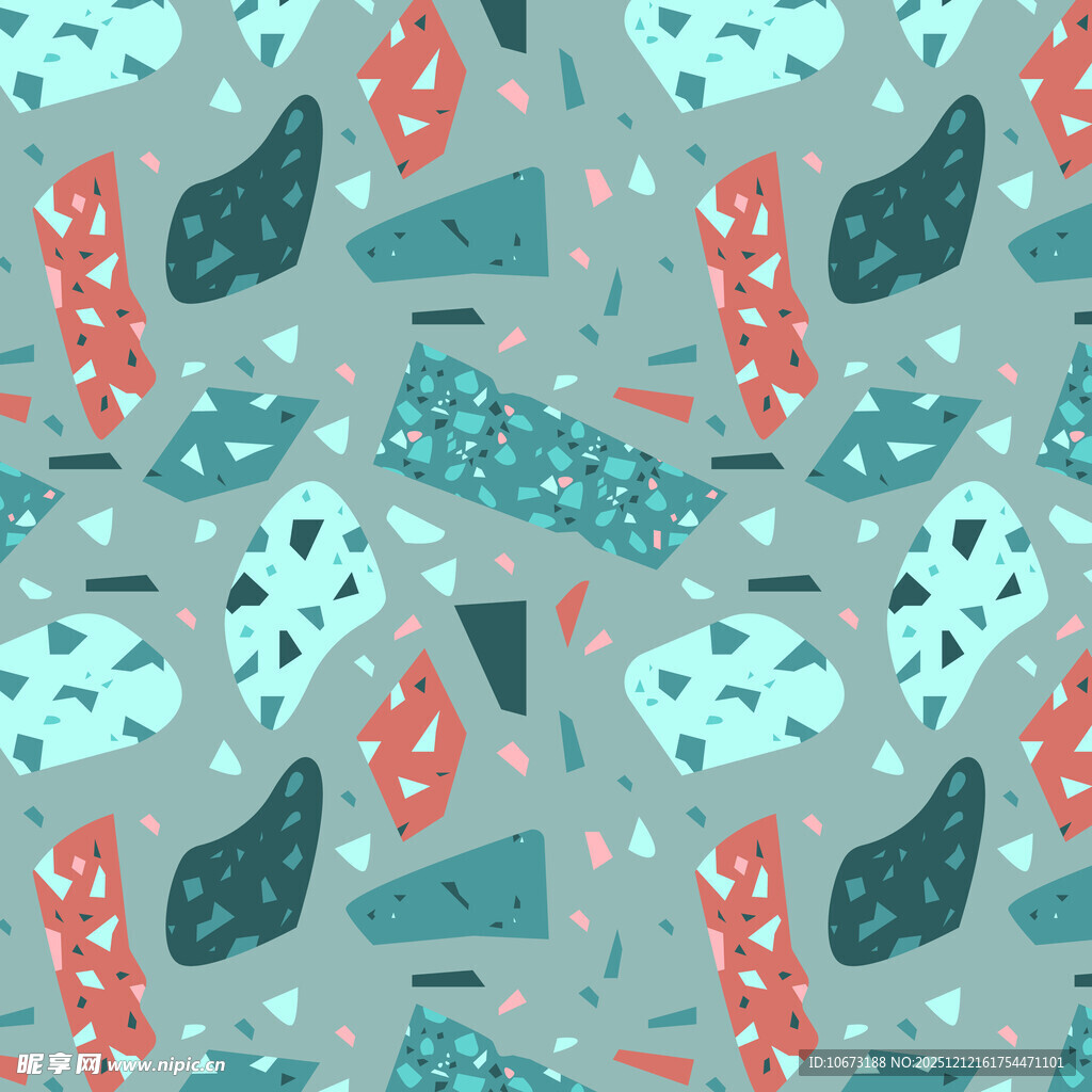 清新几何植物图案背景