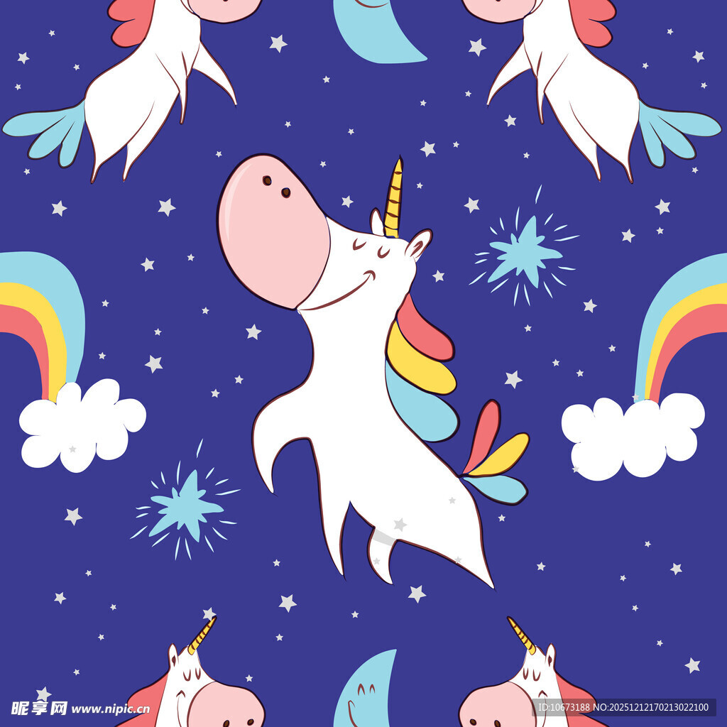 梦幻独角兽星空图案背景