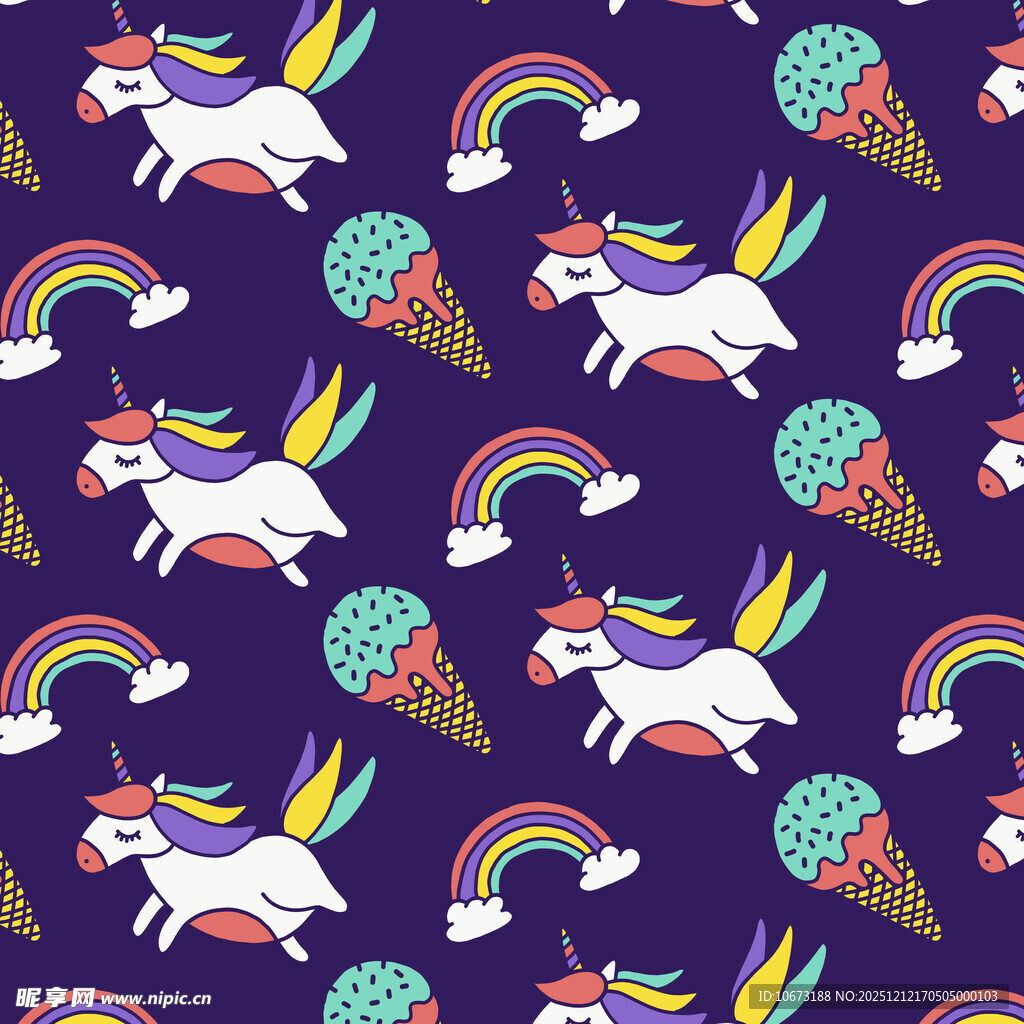 梦幻独角兽彩虹图案背景