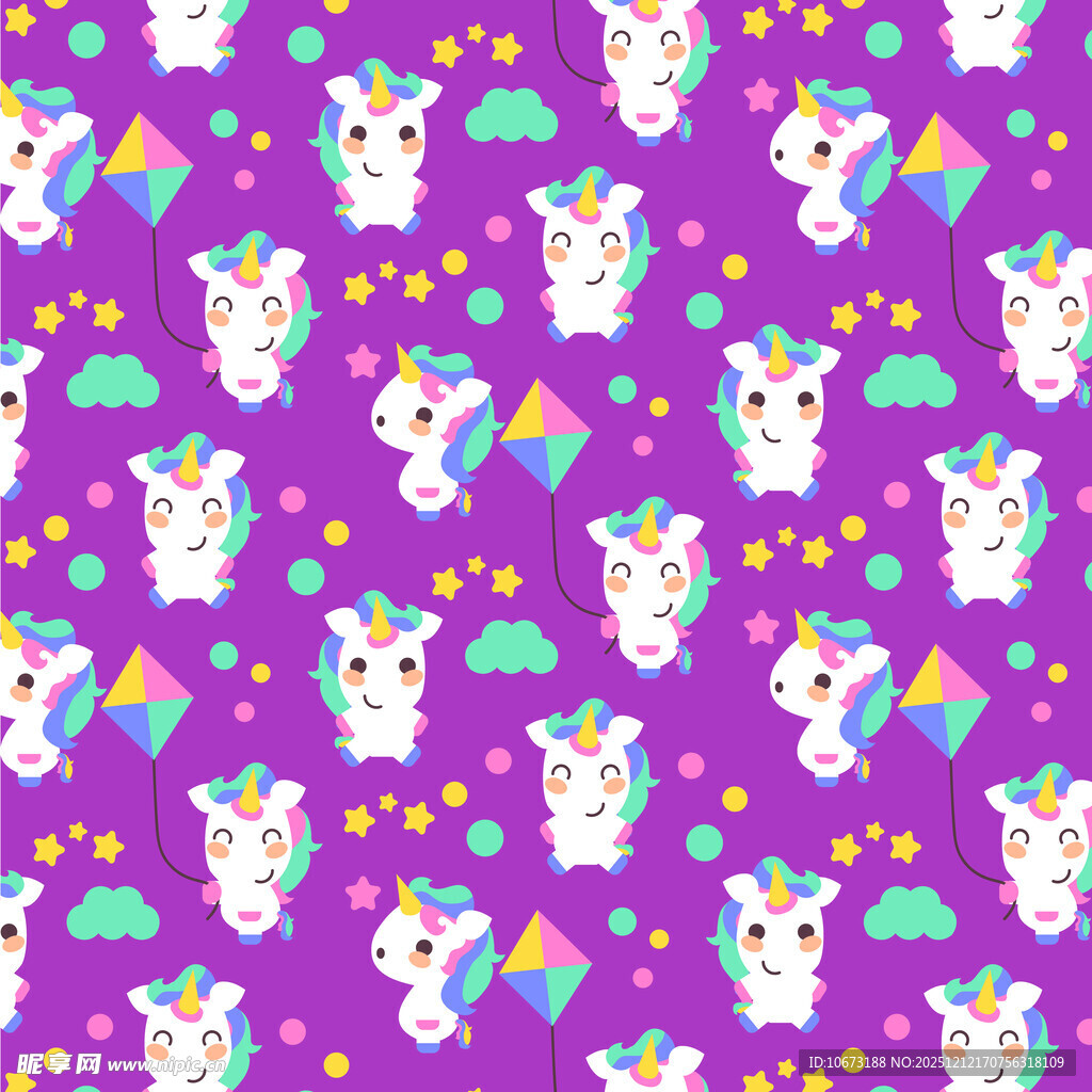 梦幻独角兽紫色图案背景