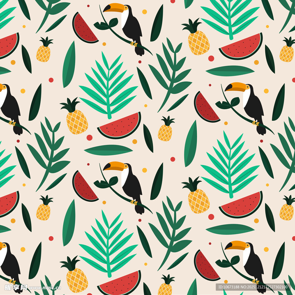 热带风情动植物图案背景