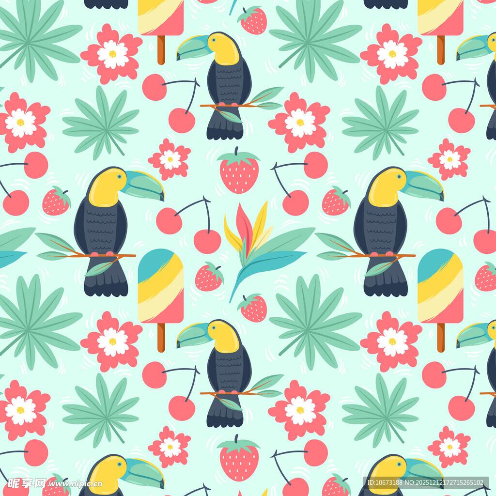 热带风情动植物图案设计