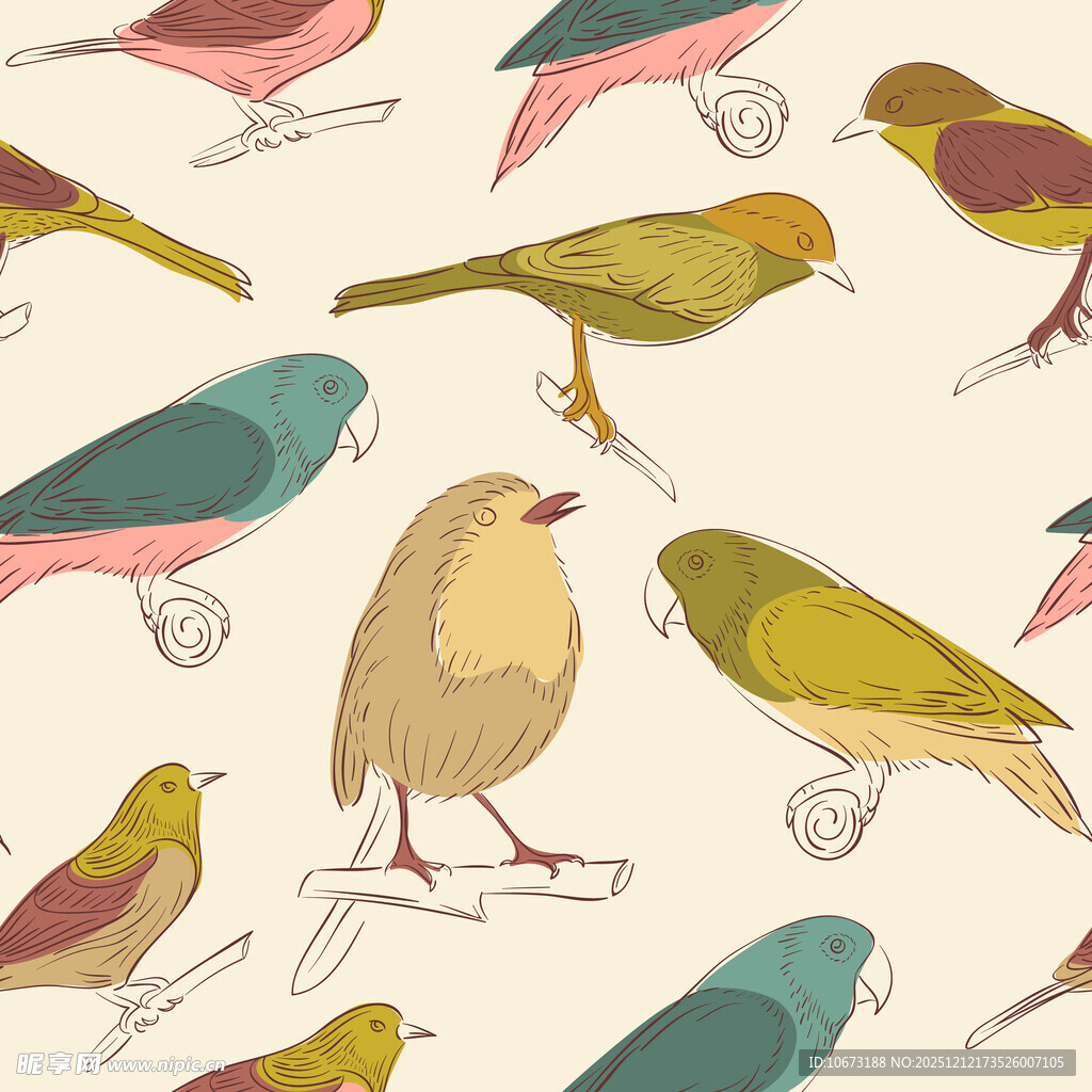 多彩小鸟图案背景设计