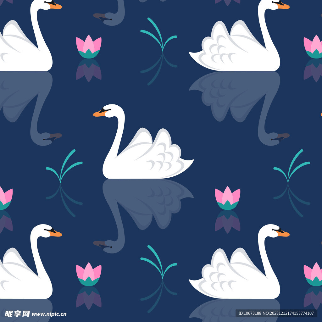 天鹅花卉图案背景设计