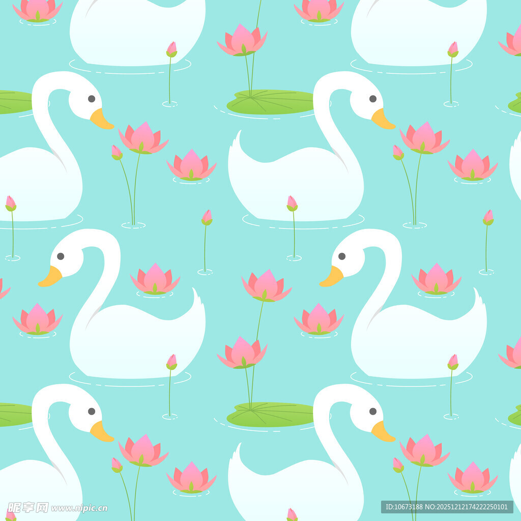 天鹅花卉图案背景图