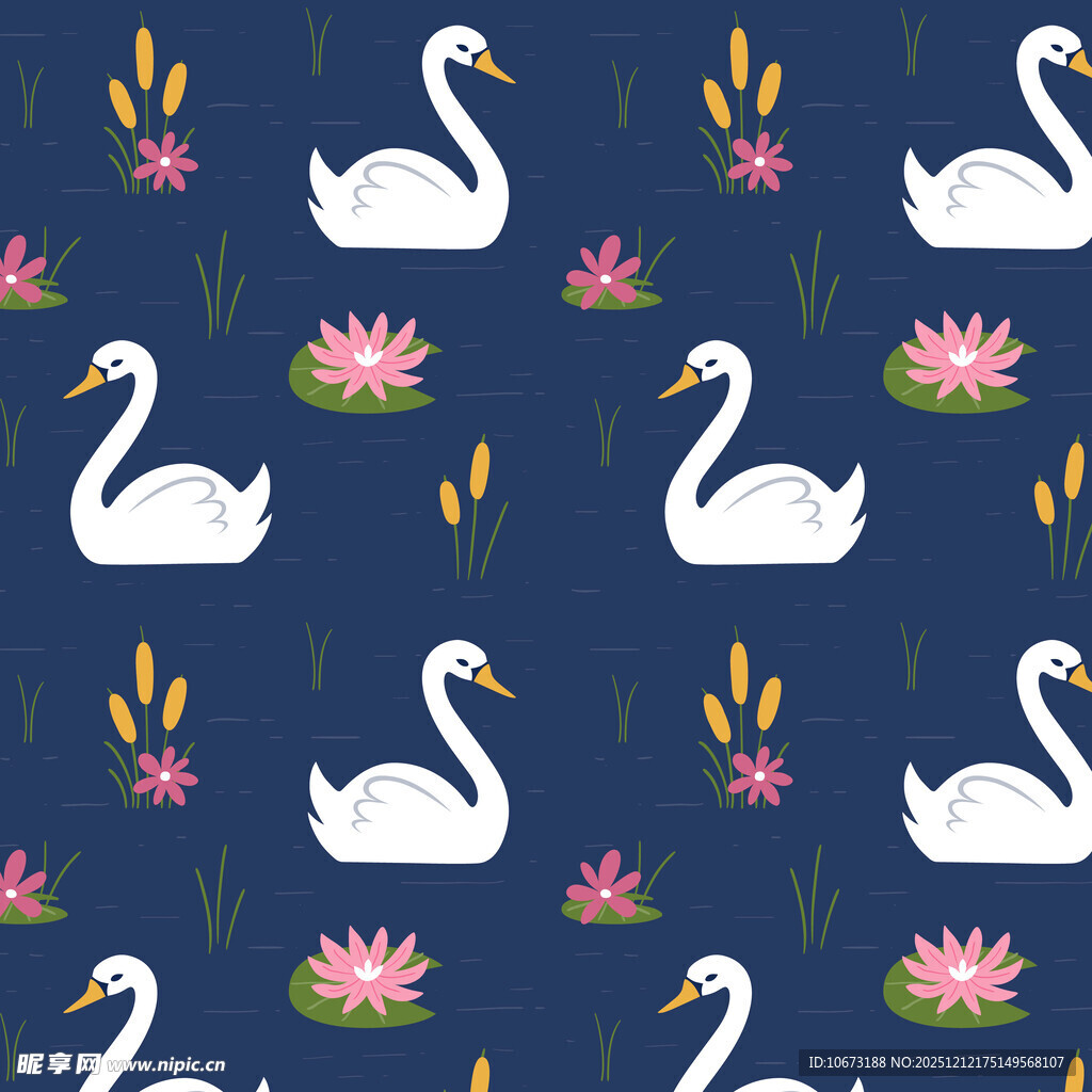天鹅花卉图案背景设计