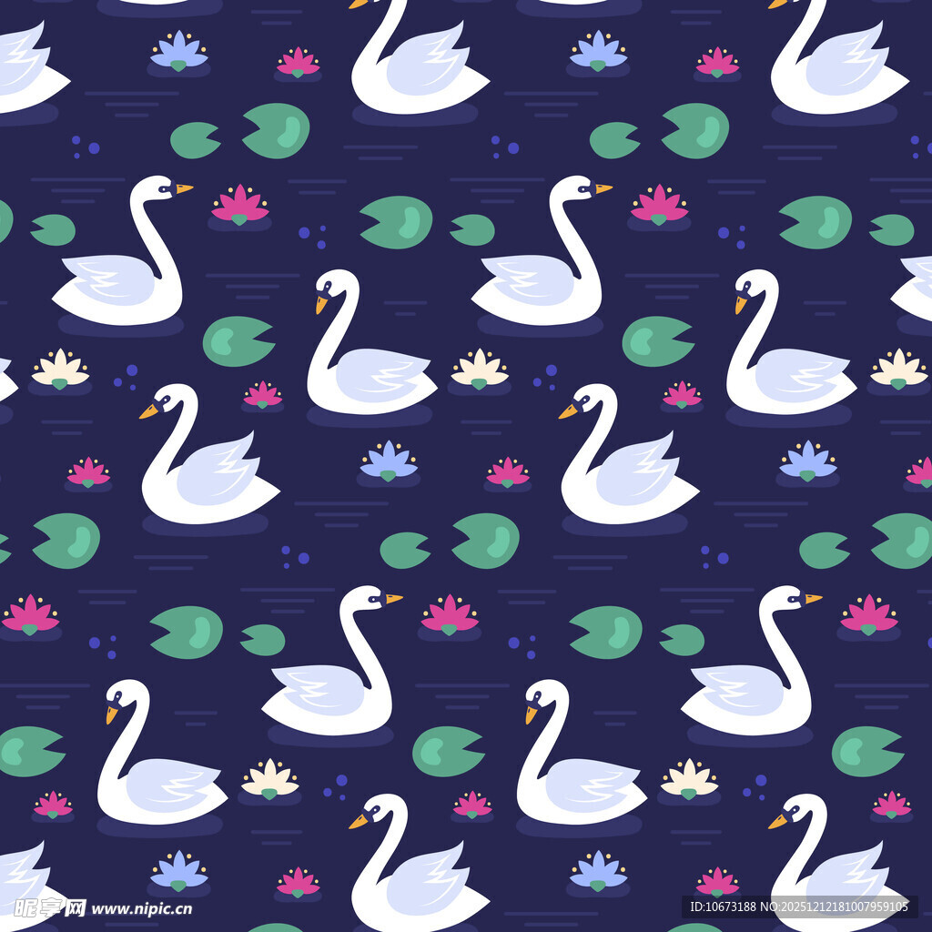 天鹅花卉图案的深色背景图