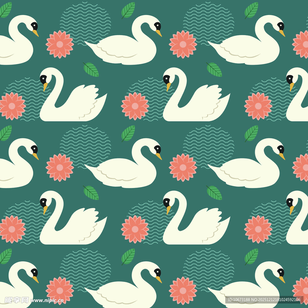 天鹅花卉图案背景设计