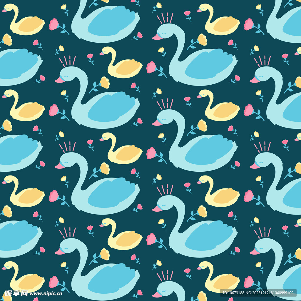 可爱鸭子图案的多彩背景