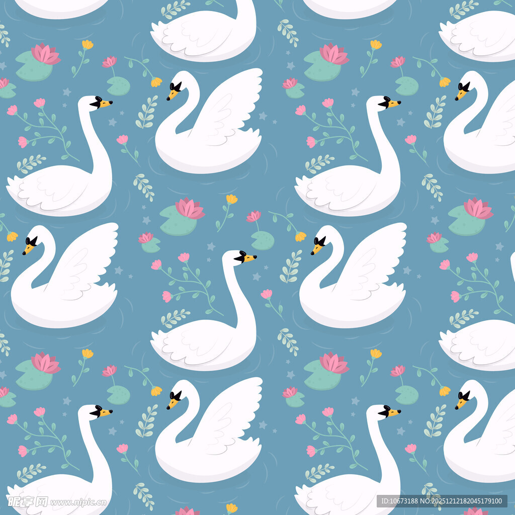 天鹅花卉图案背景设计