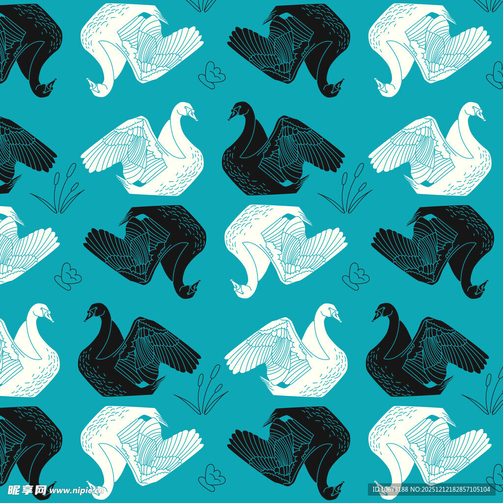 蓝底黑白海豹图案背景图