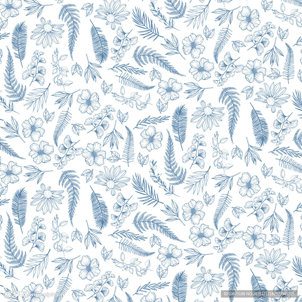 蓝白海洋生物图案纹理