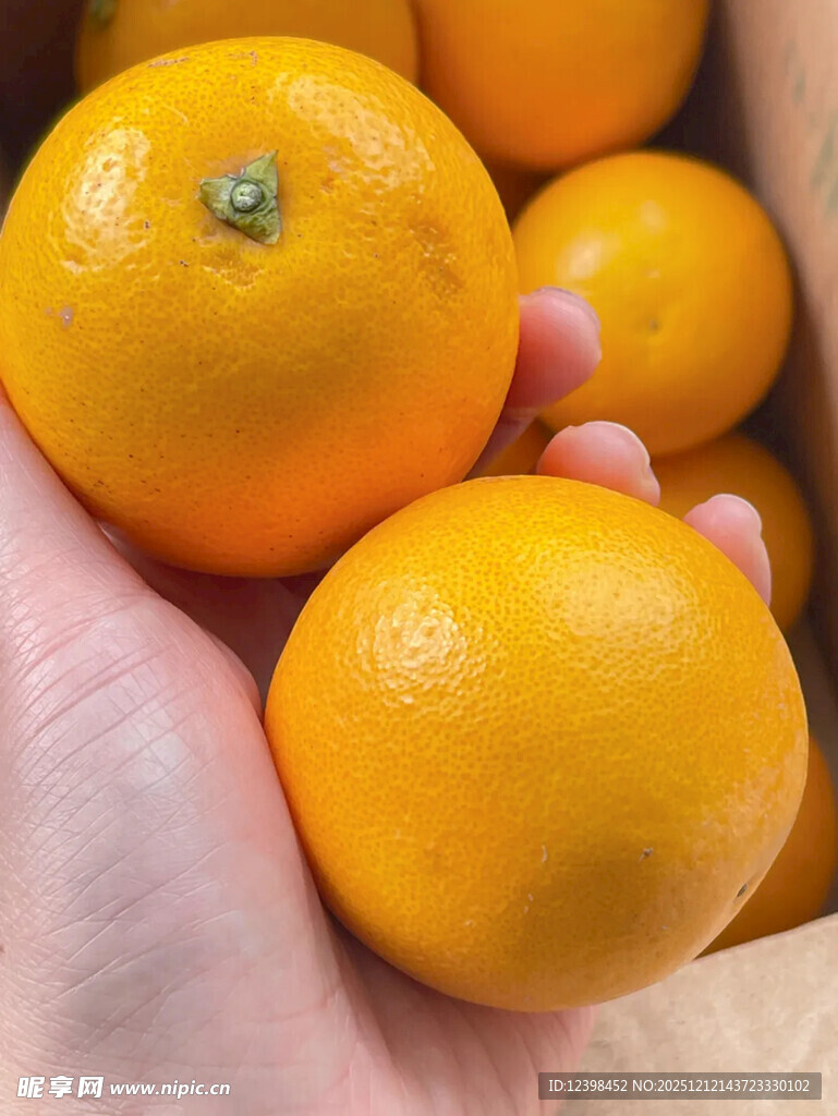 手捧新鲜橙子