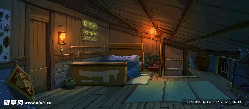 昏暗室内场景静谧氛围