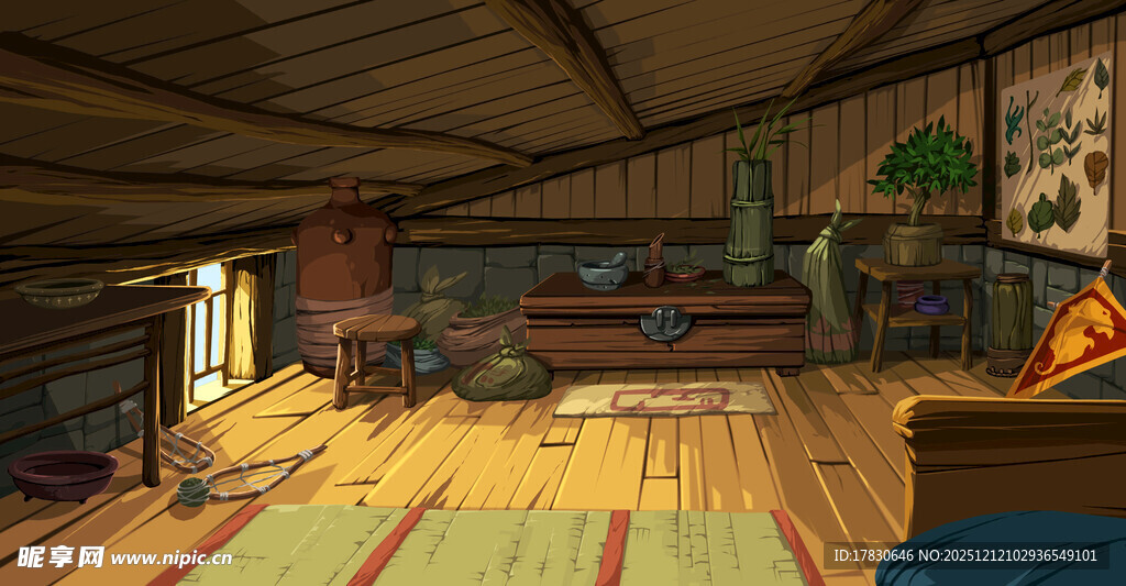 复古阁楼室内温馨场景