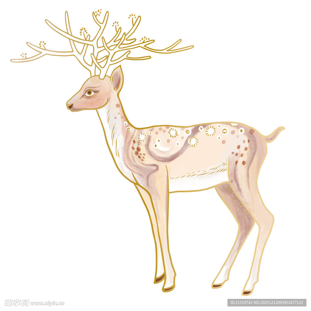 手绘梅花鹿