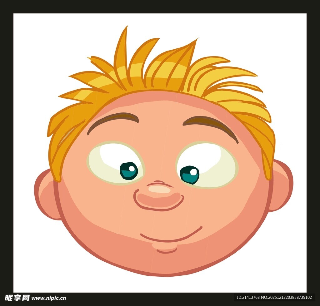 卡通金发男孩笑脸头像