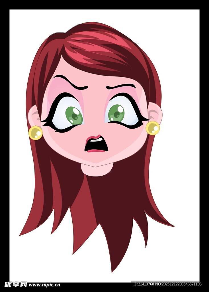 惊讶红发女孩头像