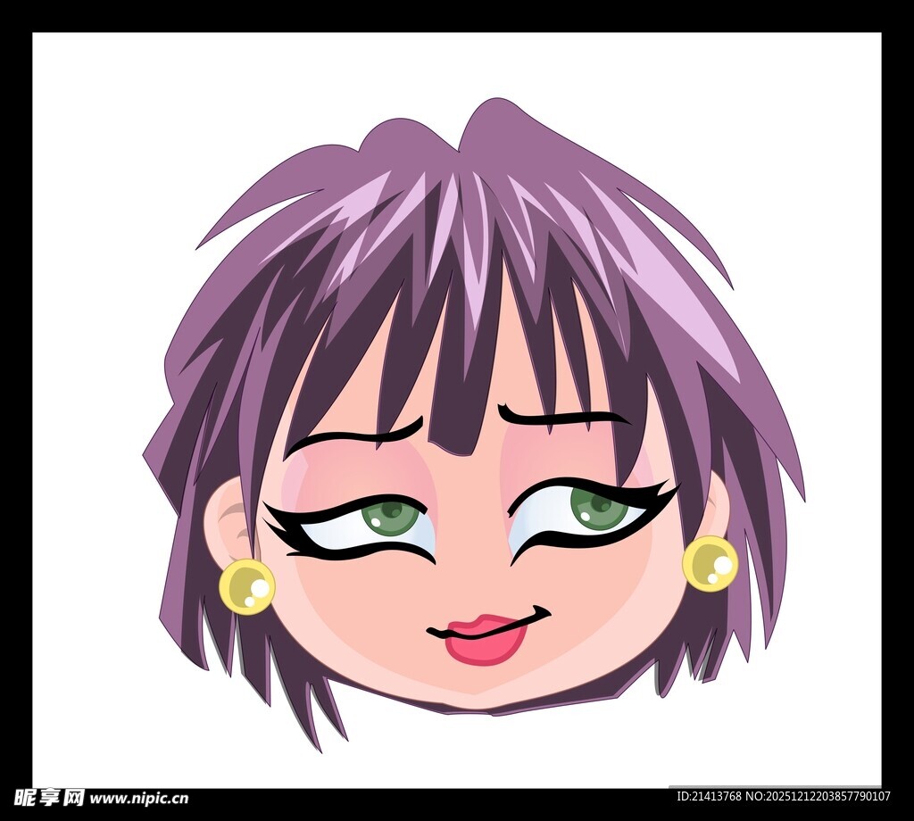 紫色短发俏皮女孩头像