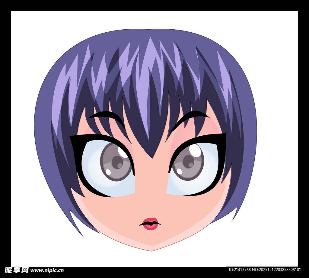 紫色短发动漫女孩头像