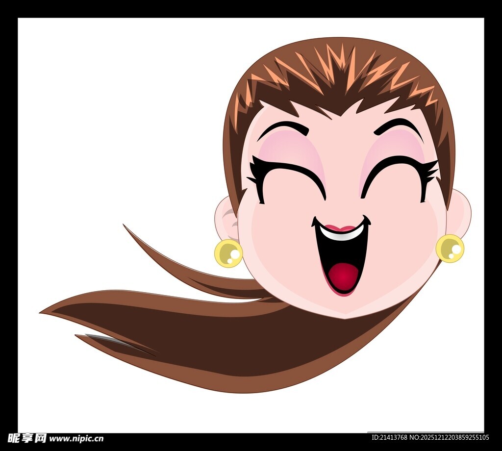 大笑的长发女性头像