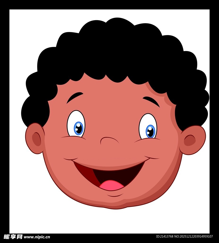 快乐卷发小男孩头像