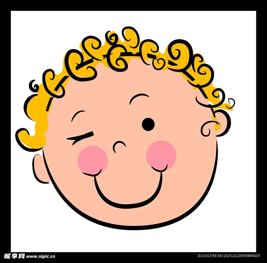 可爱卷发宝宝笑脸
