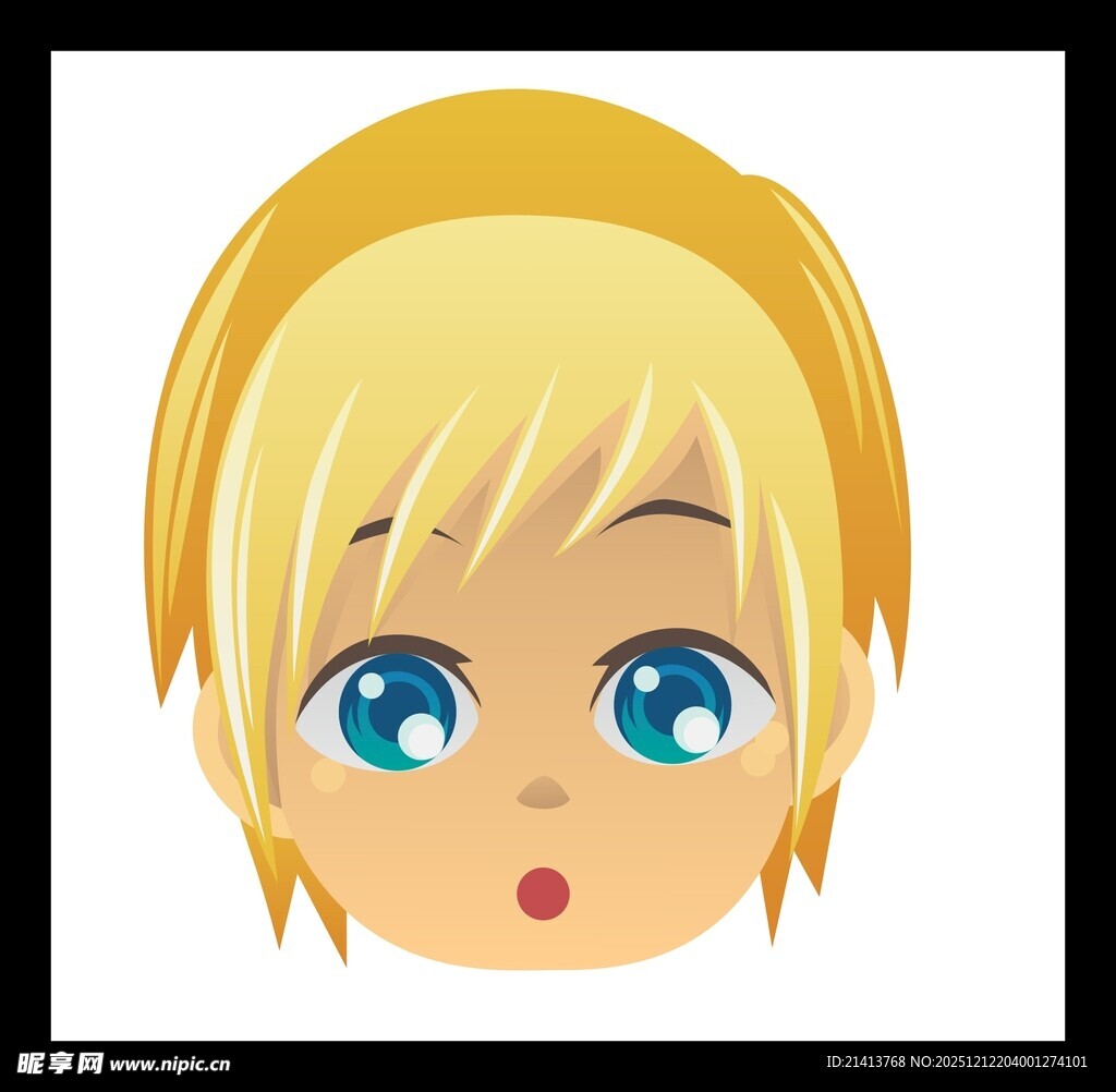 金发蓝眼惊讶表情卡通头像