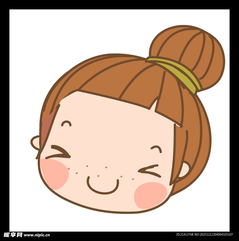 扎丸子头的可爱卡通女孩