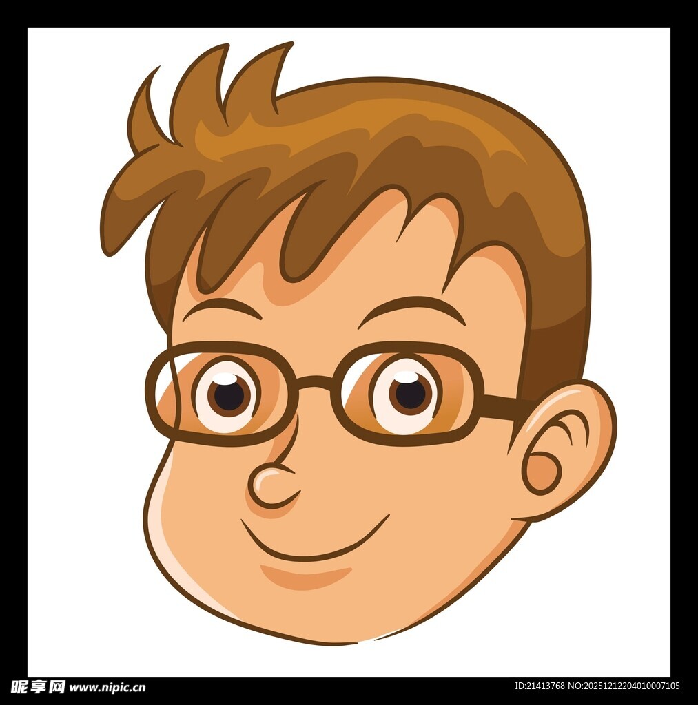 戴眼镜的卡通男孩头像