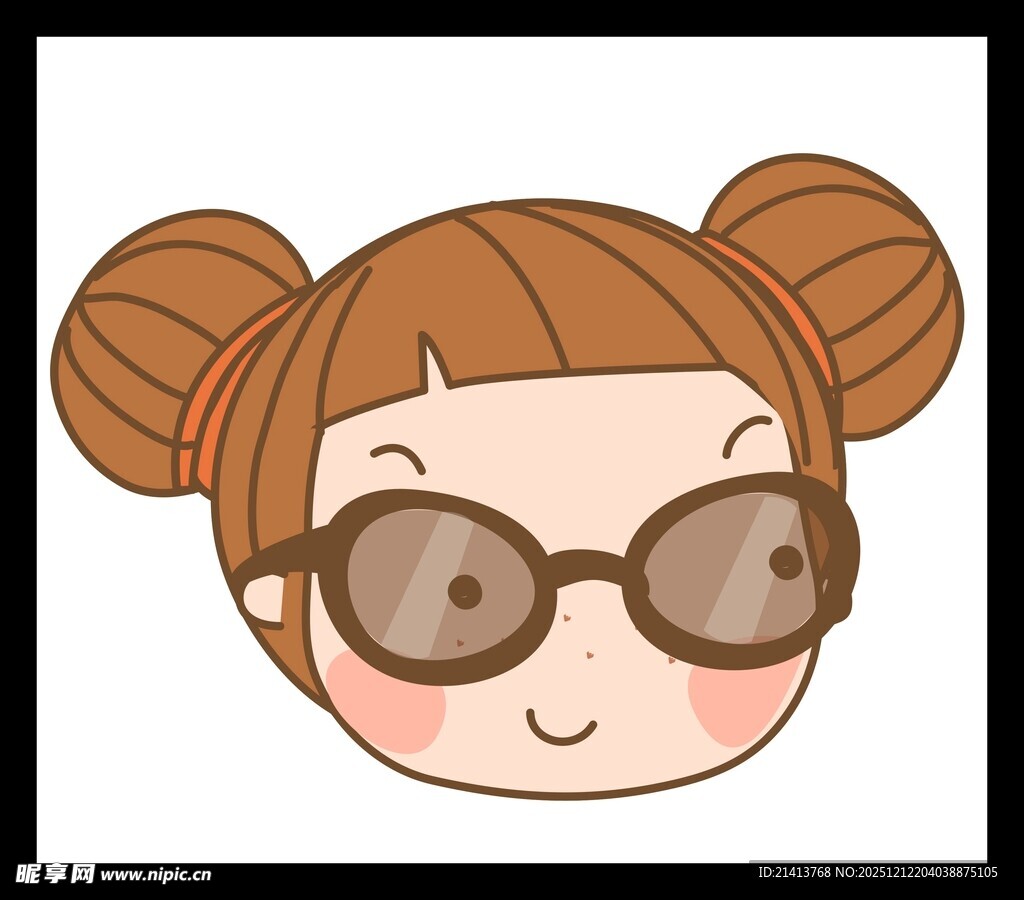 戴眼镜的双丸子头女孩