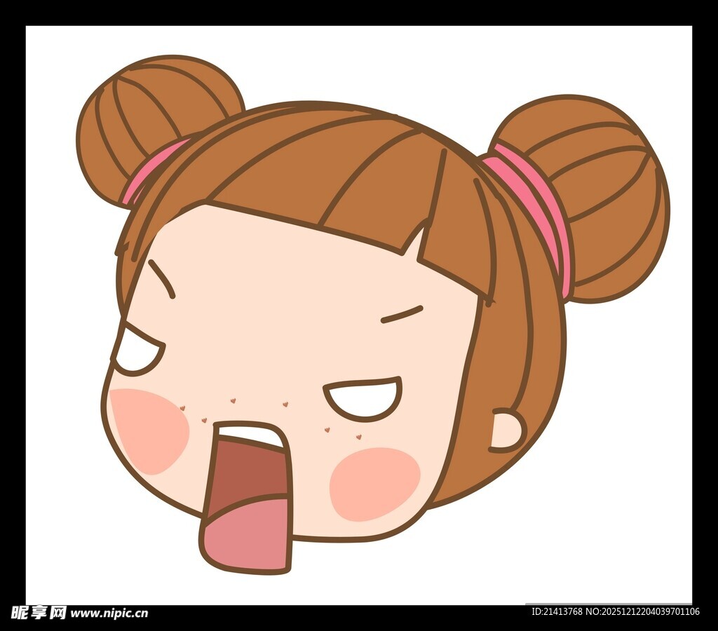 吐舌双马尾女孩卡通形象