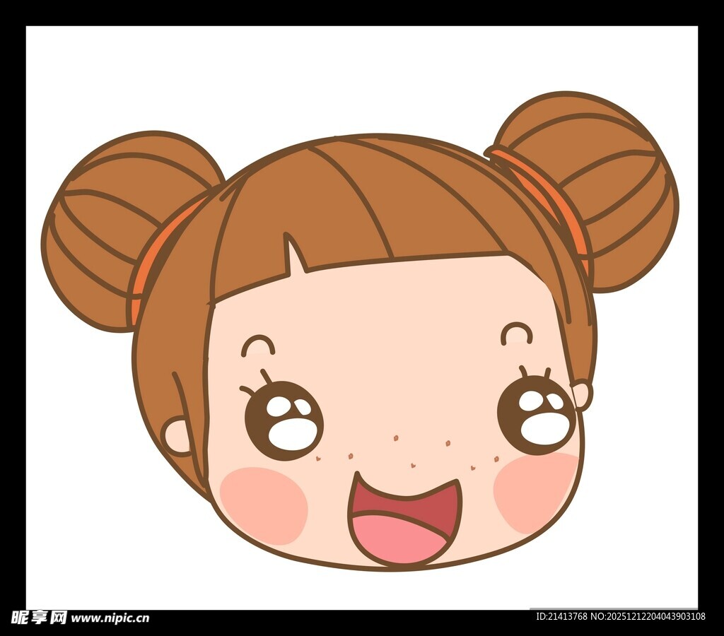 双丸子头萌女孩头像