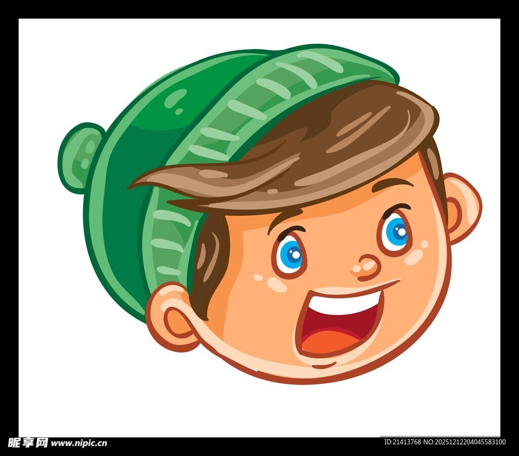 戴绿帽的开心卡通男孩