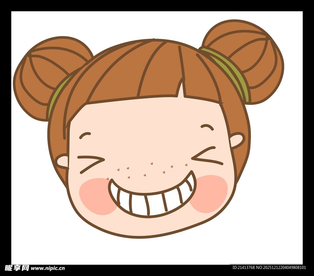 双马尾萌娃露齿笑