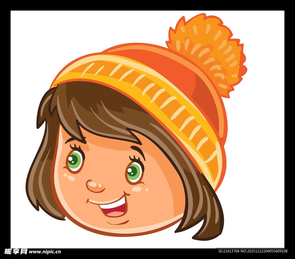 戴帽微笑的可爱小女孩