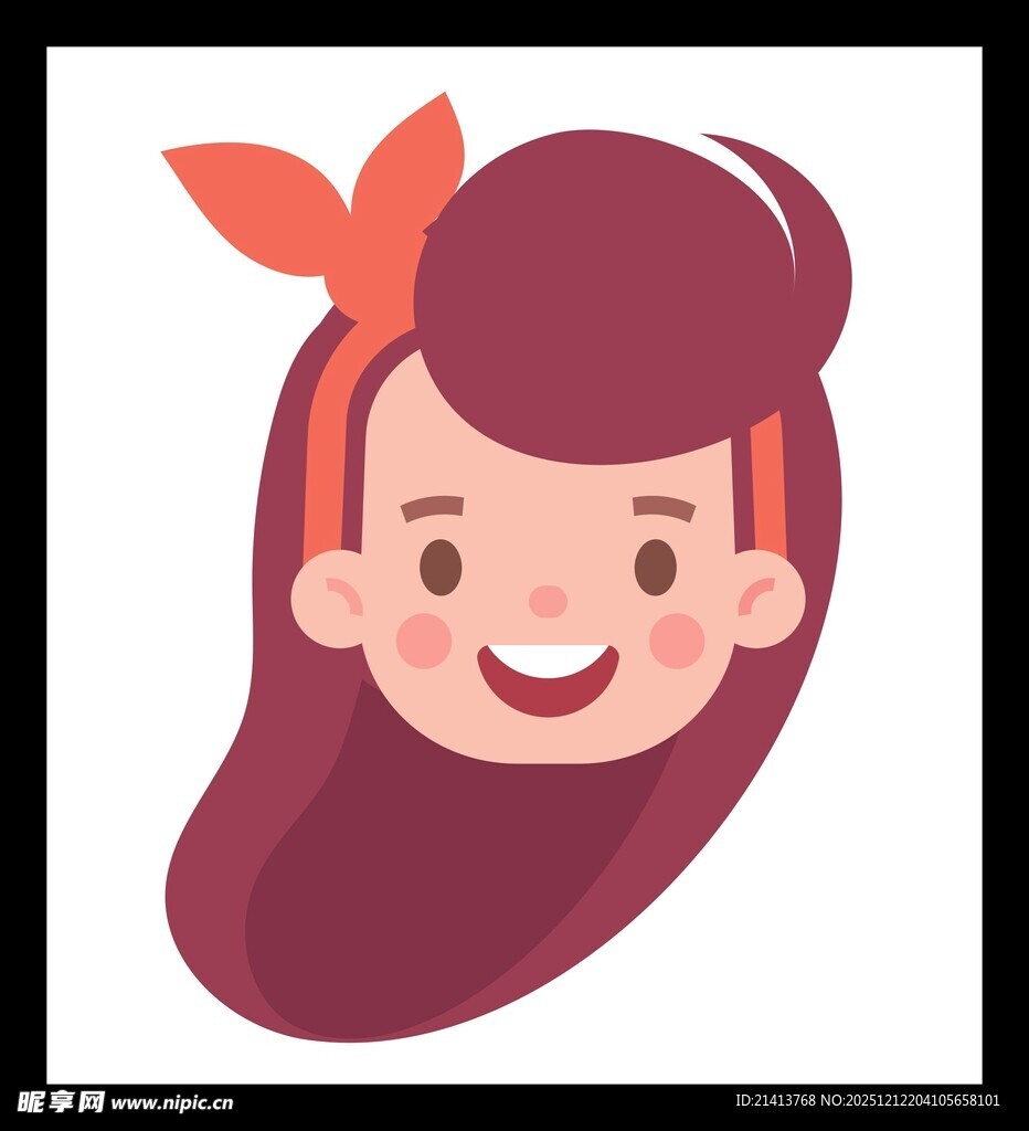 微笑长发女孩头像