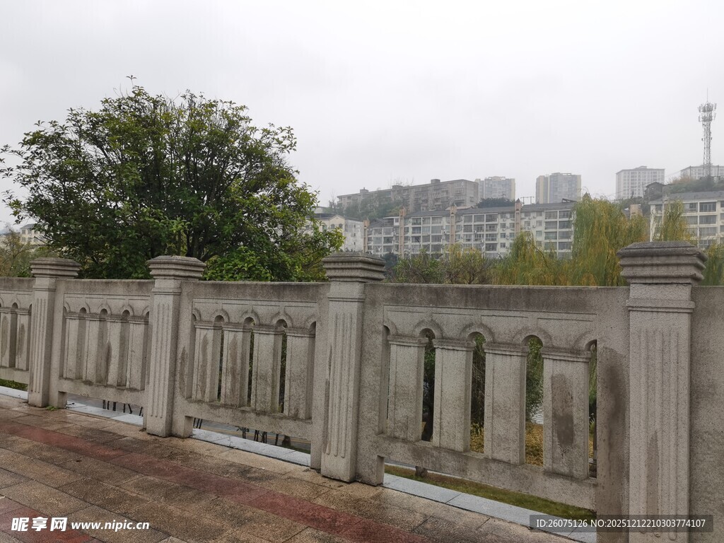 城市中式石栏杆景观