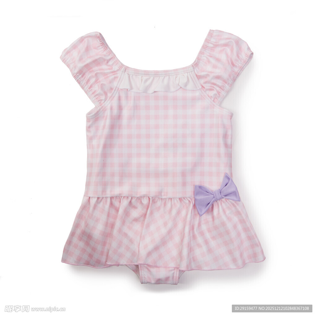 粉色格子女童短袖裙装