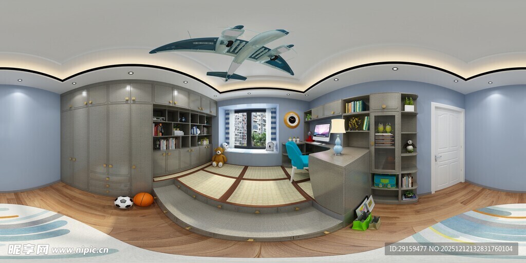现代风格儿童房全景设计
