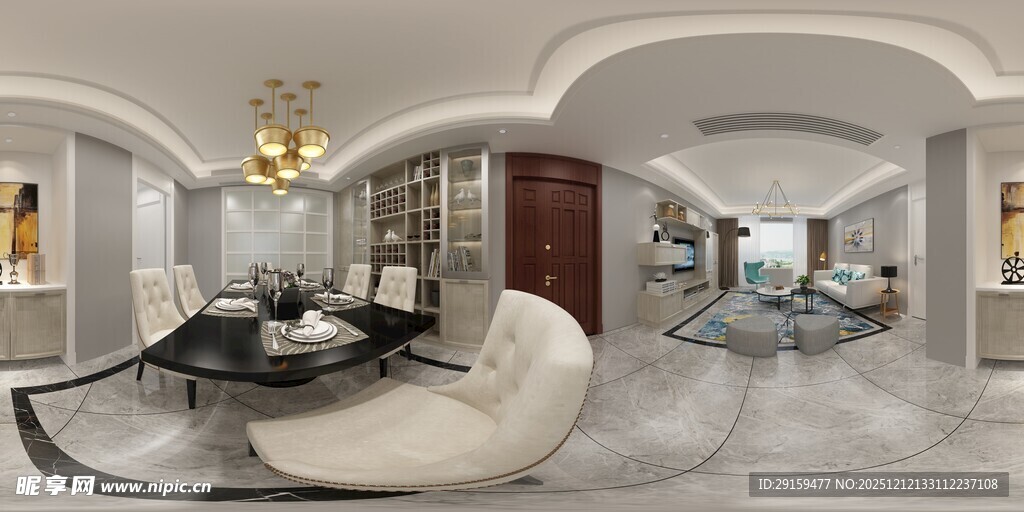 现代奢华客厅全景展示