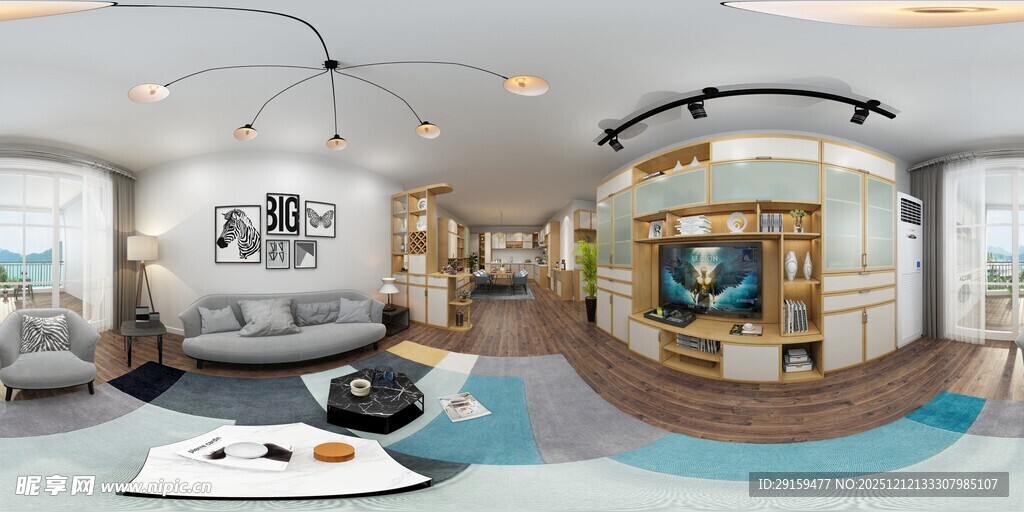 现代简约风客厅全景展示