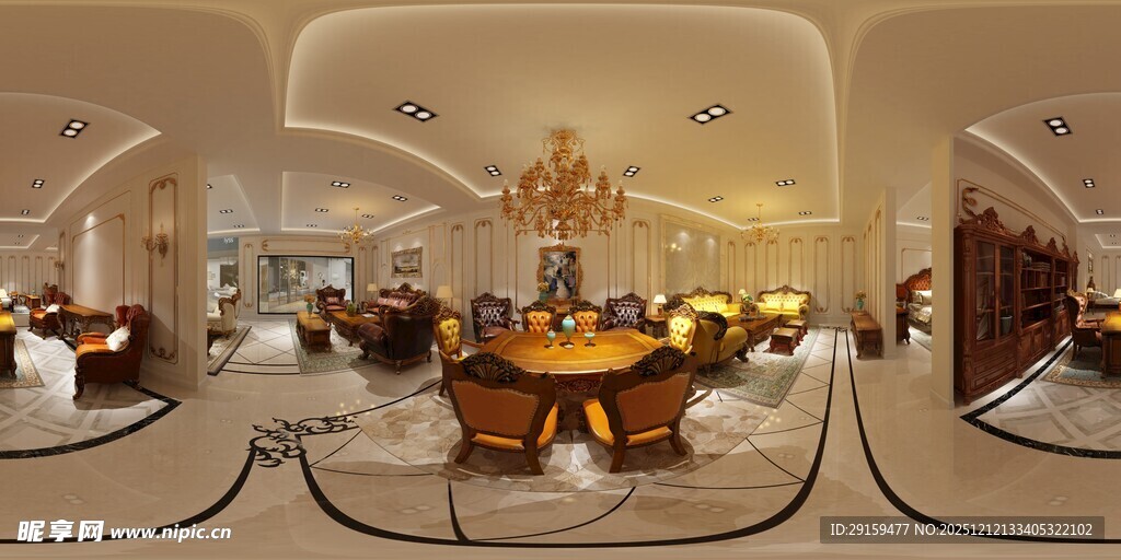 豪华欧式风格餐厅全景