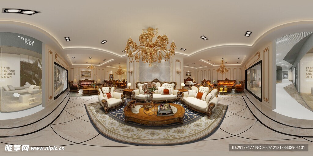 豪华圆形客厅内景展示